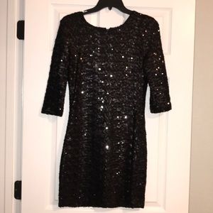 Black sequin 3/4 sleeve dress